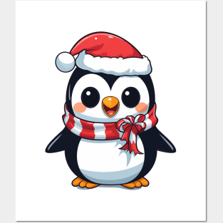 Kawaii Christmas Penguin Posters and Art